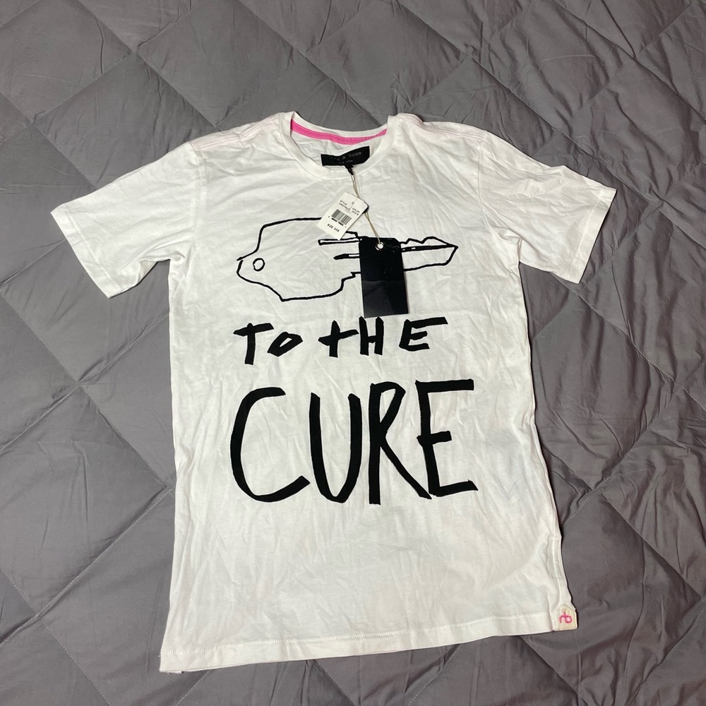 New Rag & Bone White Tee with Black Graphic size (xxs)